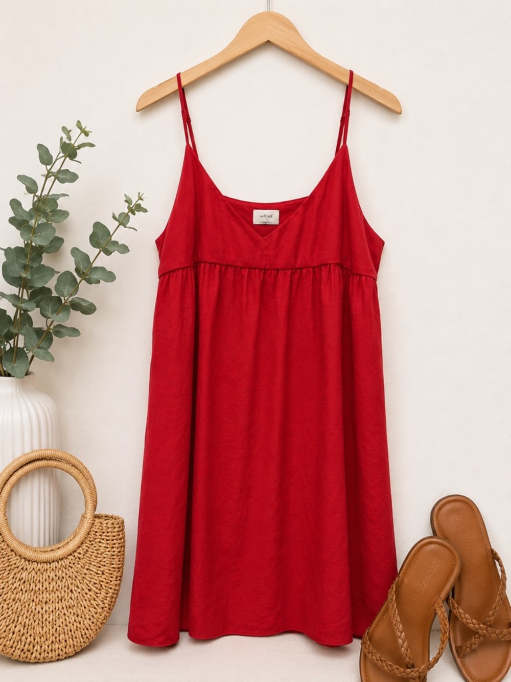 Wilfred Cherry Red Flowy Slip Dress Size Large
